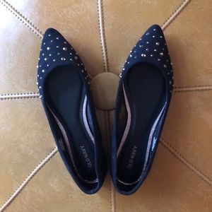 Black Pointed Toe Gold Studded Flats Old Navy 7
